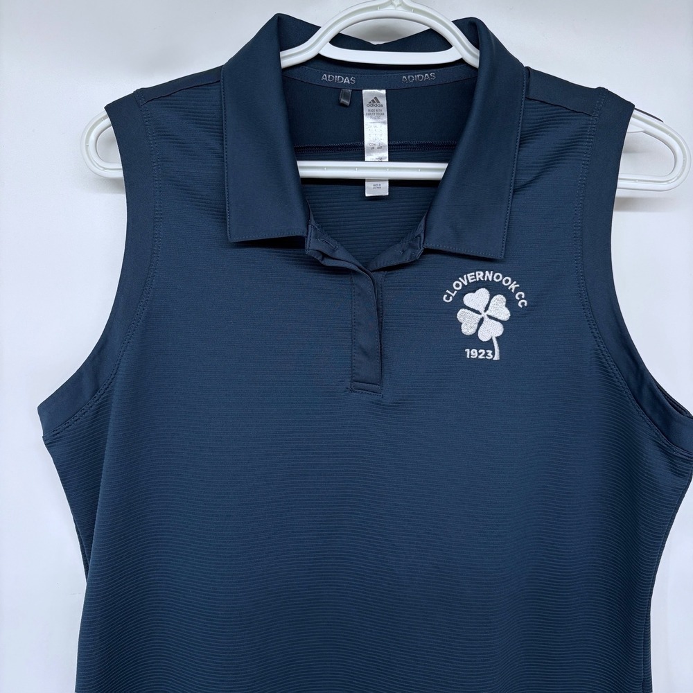 Adidas Sleeveless Golf Polo Shirt Large Womens Slate Blue Performance Clovernook - Picture 2 of 6